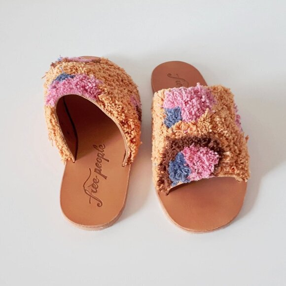 NWOT Free People Yuma woven "shag" peep toe sandal mules, 37 - Picture 13 of 15